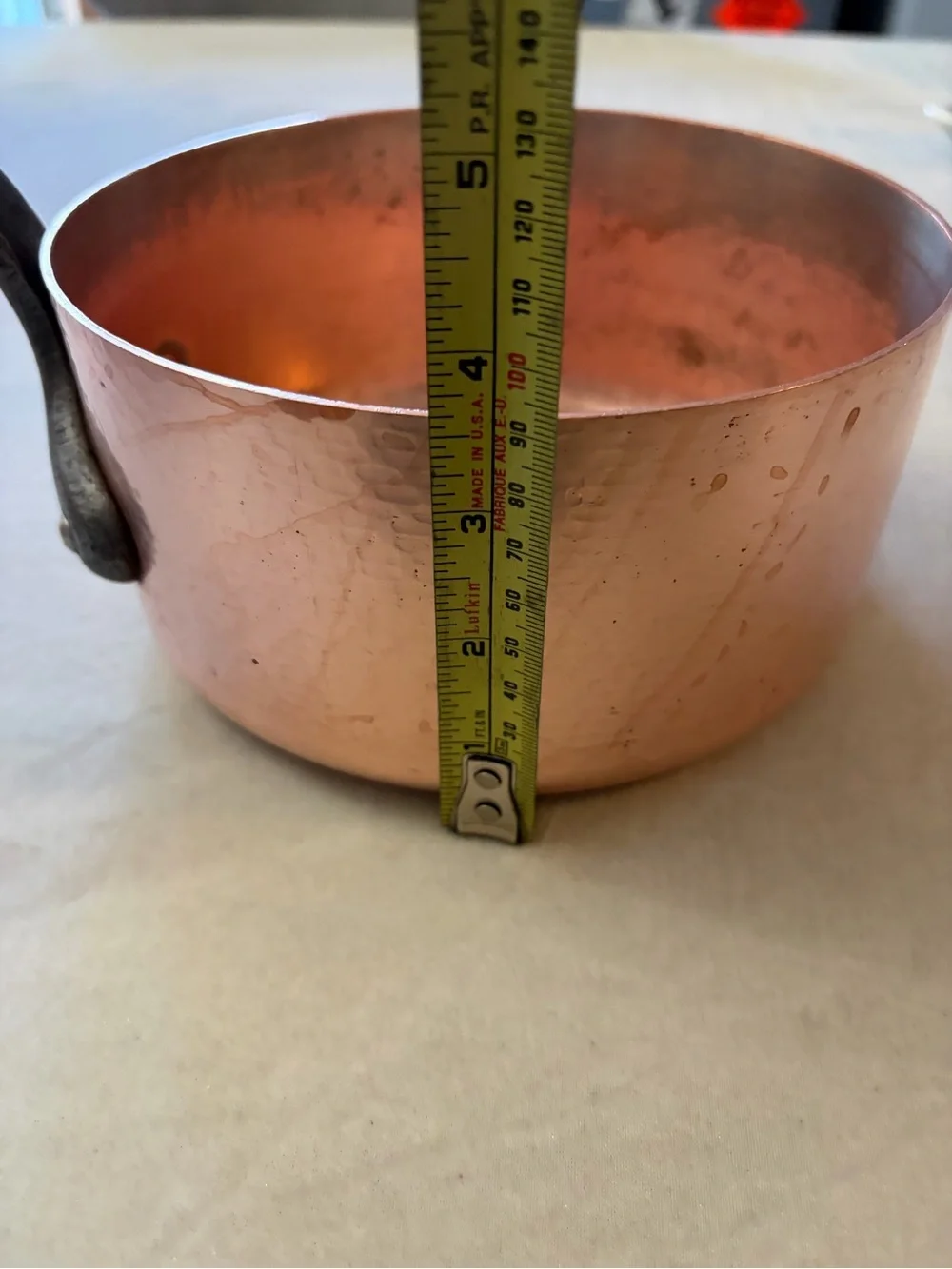 Copper Saucepan with Iron Handle - Classic Copper Finish